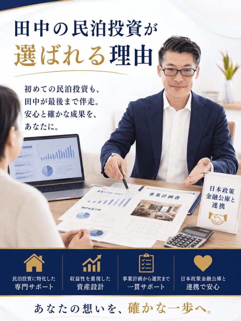 田中の民泊投資が選ばれる理由