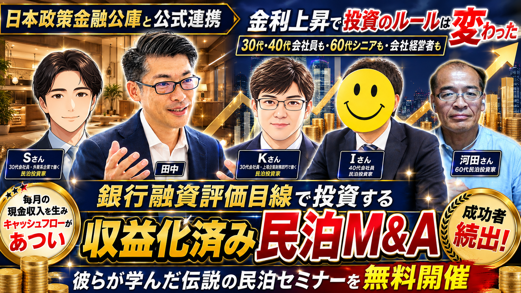 日本政策金融公庫と公式連携 金利上昇で投資のルールは変わった 収益化済み民泊M&Aセミナー